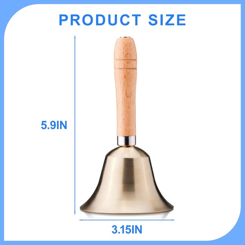 TIPTAP Loud Solid Brass Handbell, 3.15IN Hand Call Bell with Wooden Handle, Ringing Bells for Wedding, Animal Training,Dinner, Meditation, Musical Teaching, Service and More - Image 2